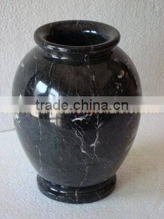 NATURAL JET BLACK MARBLE FLOWER VASES