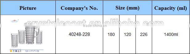 7pcs Fancy design 1500ML Trade Assurance Wholesale High Quality Decoration Glass Water Jug