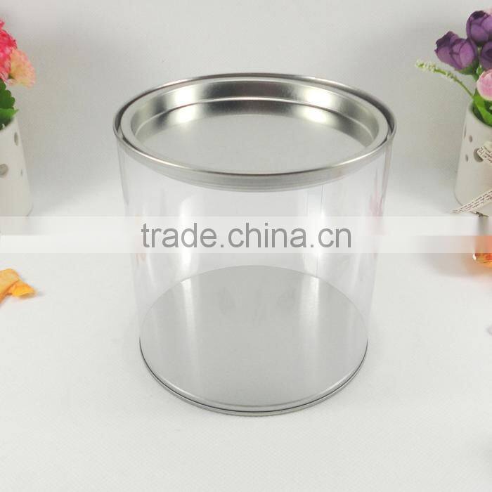 clear display round small plastic tin boxes