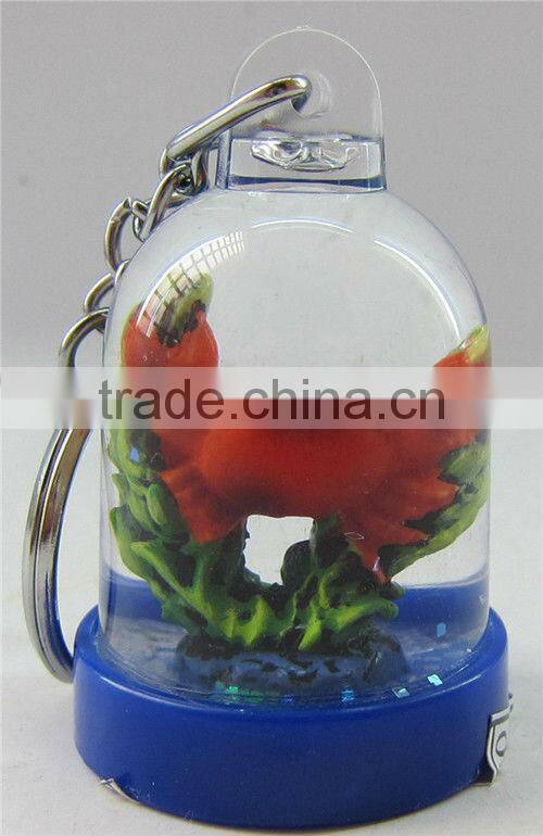 Plastic sea snow globe key chain