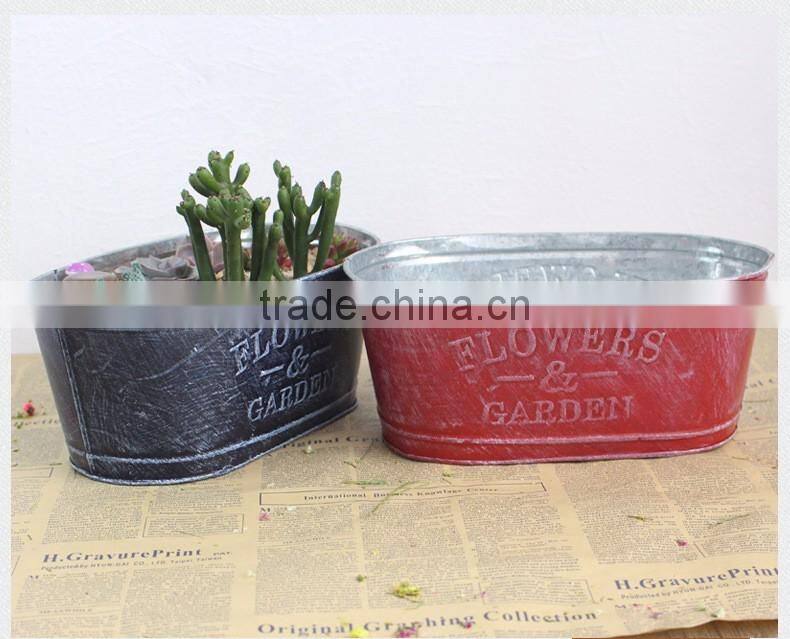 cheap shabby indoor oval shape balcony flower pots for succulent plants