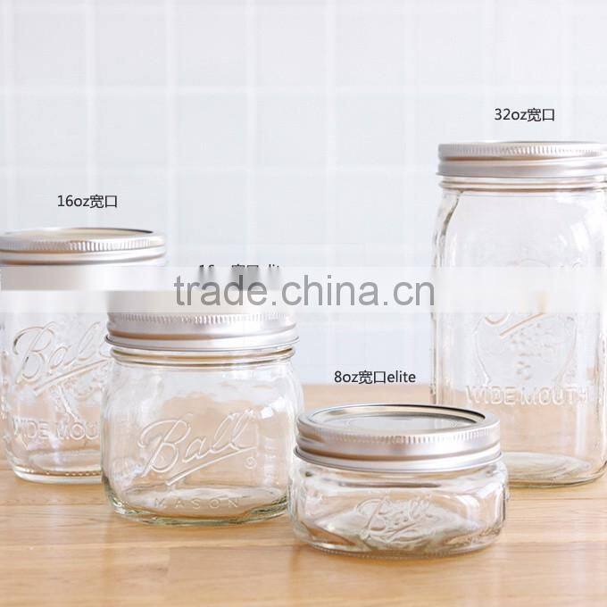 16/8/32 oz BALL! mason jars/mason glass jar/embossed glass jar with regular wide mouth