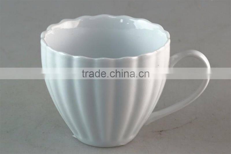 White ceramic coffee/tea cup with handle for wholesale