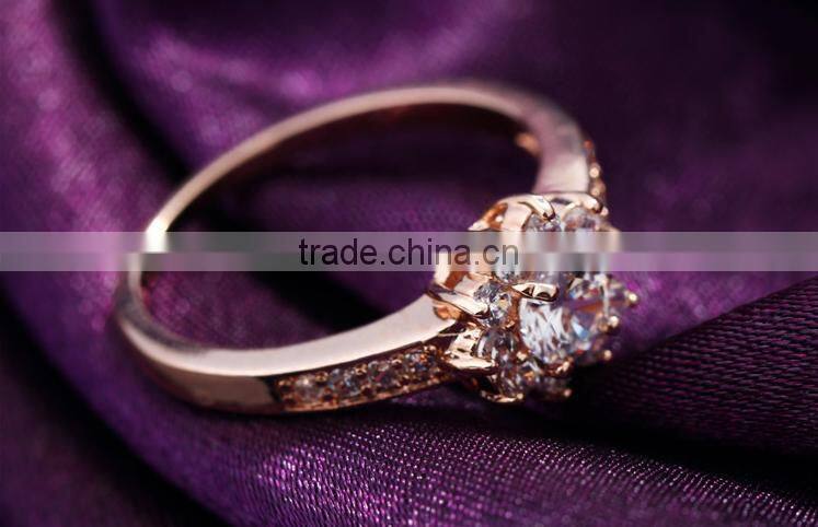 Wholesale Stock Small Order Fashion women Flower Zircon Rings