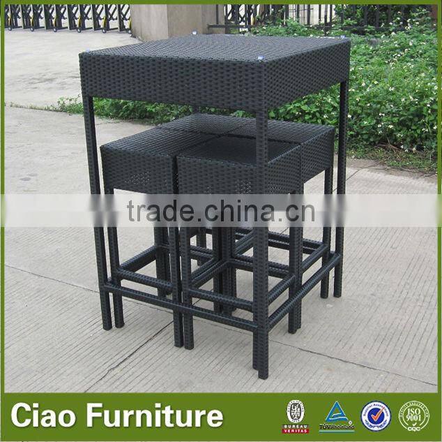 space save plastic rattan bar table and chair