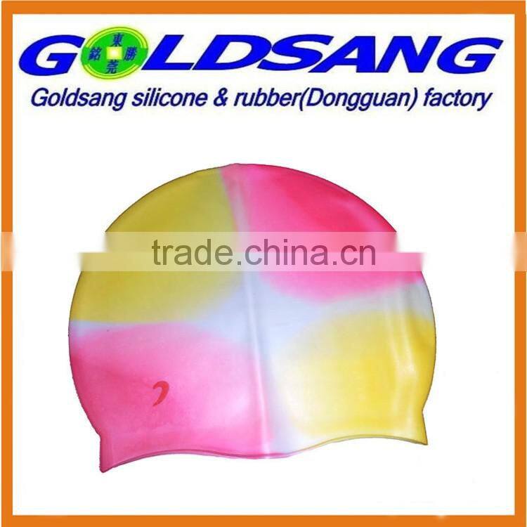 customized multicolor printed silicone swimming cap for adults