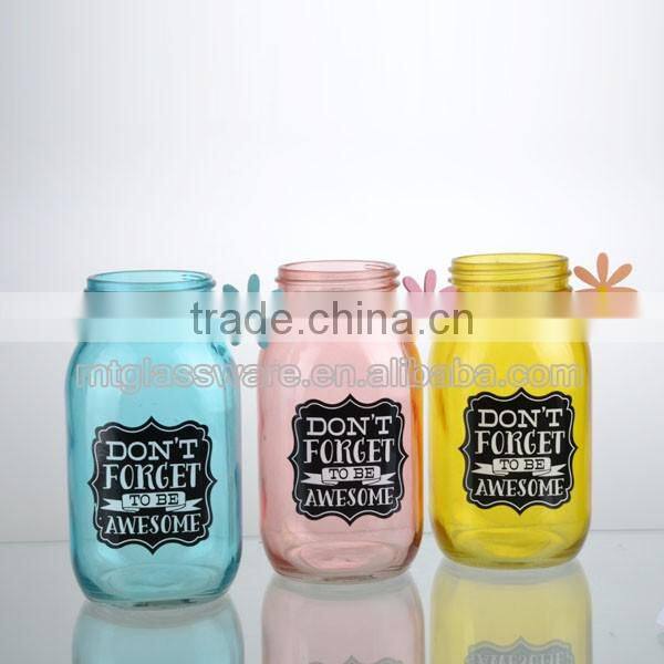 bud silk cloth 4colorful machine made glass mason jar vase