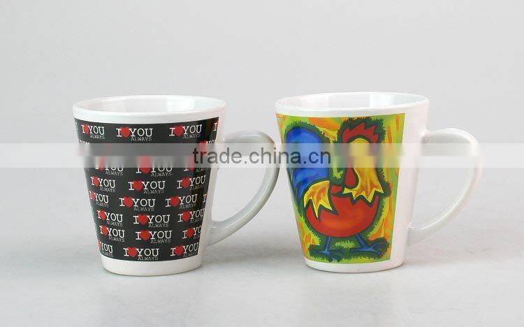 Set of 3 porcelain tea cup set with decal printing