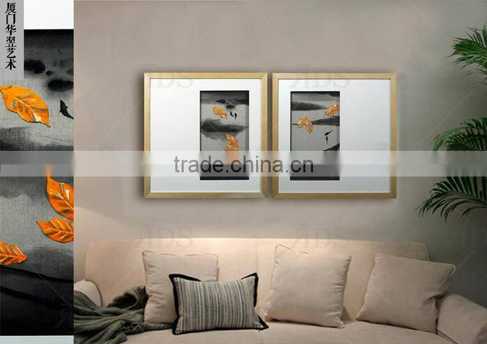 Framed handmade room decor embellishment art gold leaf for home decoration