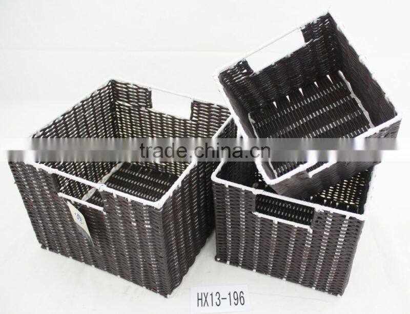New item rectangle hand made weaving plastic baskets