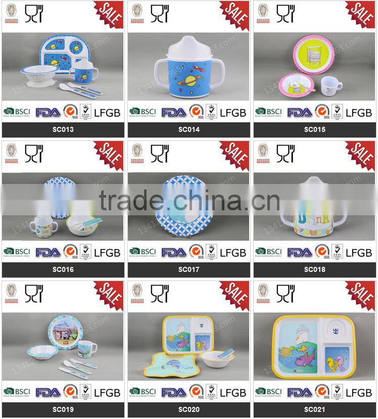 Kid children dinnerware/children melamine divided plate with customized printing