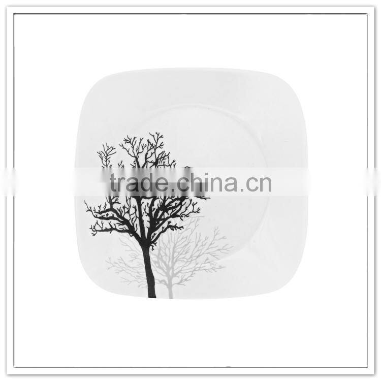 Nederland manufacturer 100% melamine wedding birthday breakfast tree printed square white plain melamine plate