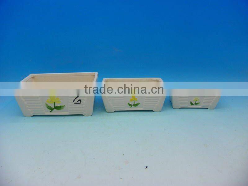 RECTANGULAR WHITE CERAMIC FLOWER POT