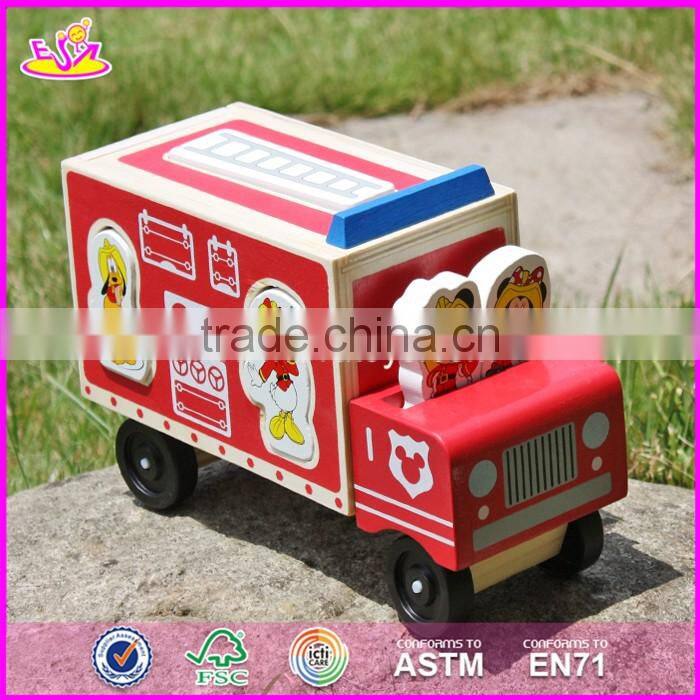 2017 New design cartoon wooden car toys for kids W04A287