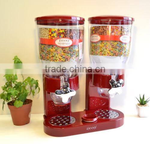 Double Dry Food Dispenser Kitchen Storage Container Cereal Snack