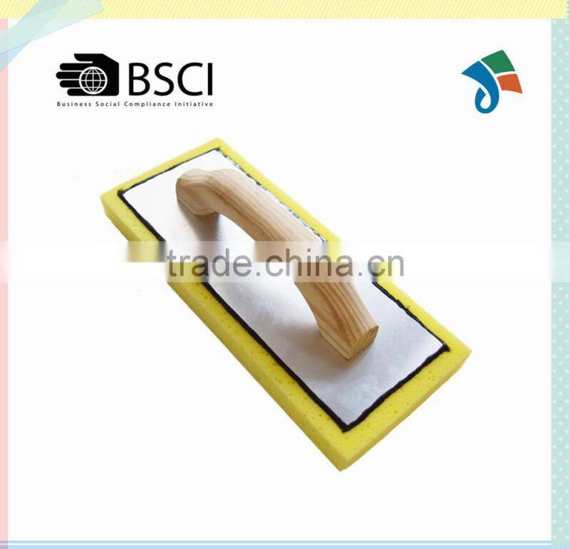 Swiss cheese sponge with wood handle aluminum backing float trowel