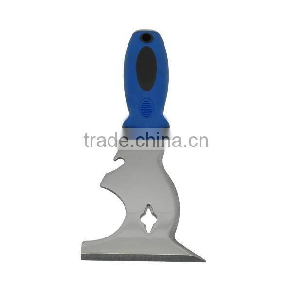9-in- scraper with soft grip stainless steel blade metal end cap putty knife scraper