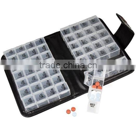 Easy Open 14 Day Travel Pill Box Prescription & Medication Organizer with Pill Case