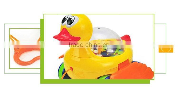 Intelligence plastic cartoon music duck pull string toys