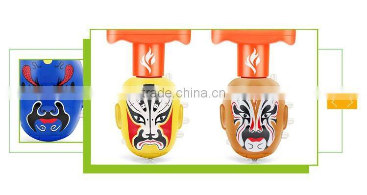 Hot sale item plastic musical light up spinning top toy