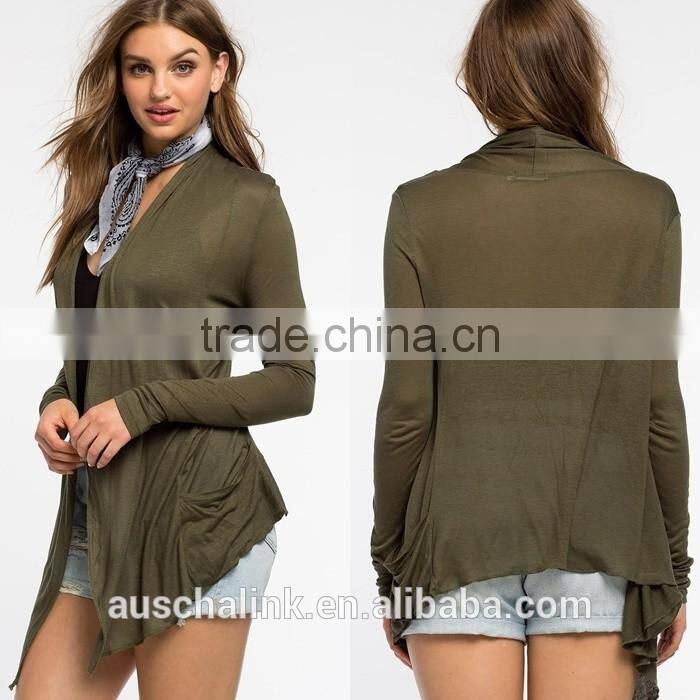 latest design ladies long sleeve open front cardigan factory price