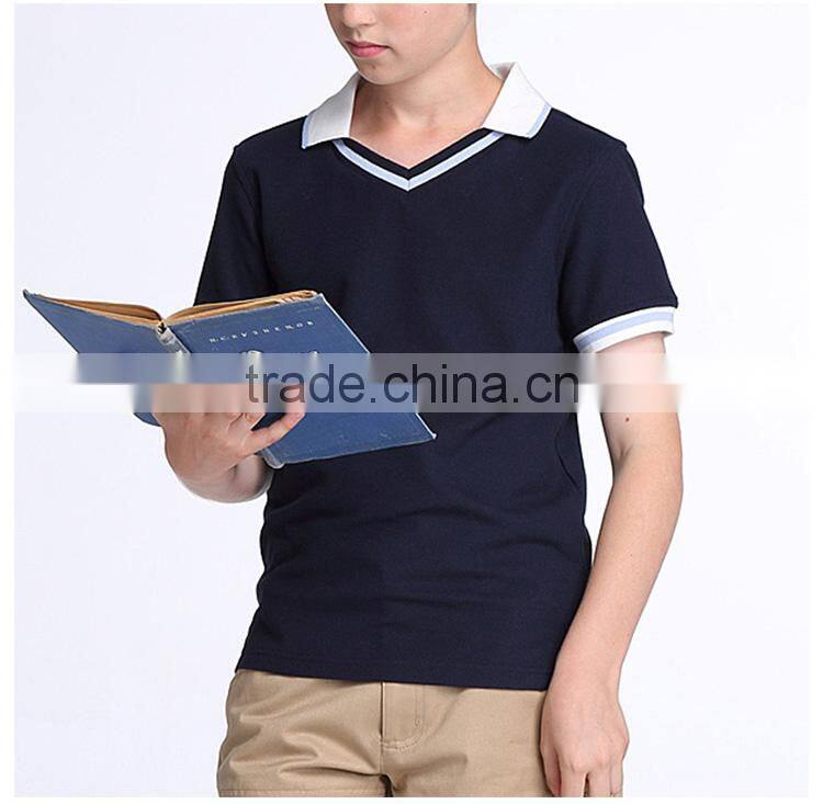 British student boys T-shirt polo shirt, V collar college, short sleeved Sweat can custom