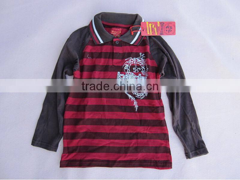 Boys Long Sleeves Stripe Polo Shirt/T-Shirt in Stock