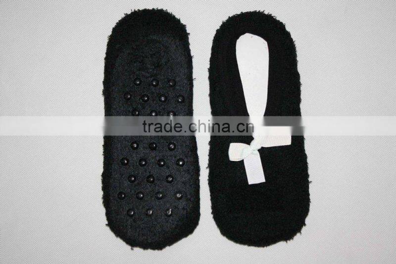 Custome coral velvet shoe socks anti slip socks bowknot design socks