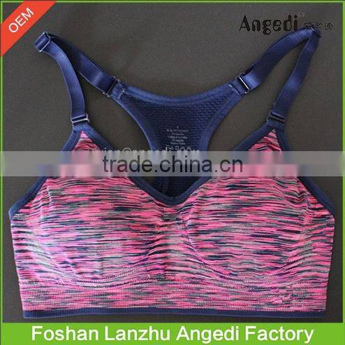 2016 Hot Sexy Woman Sport Top Fitness Running Gym Jogging Racerback Bra with Padded Underwear & Tennis Vest Crop Top