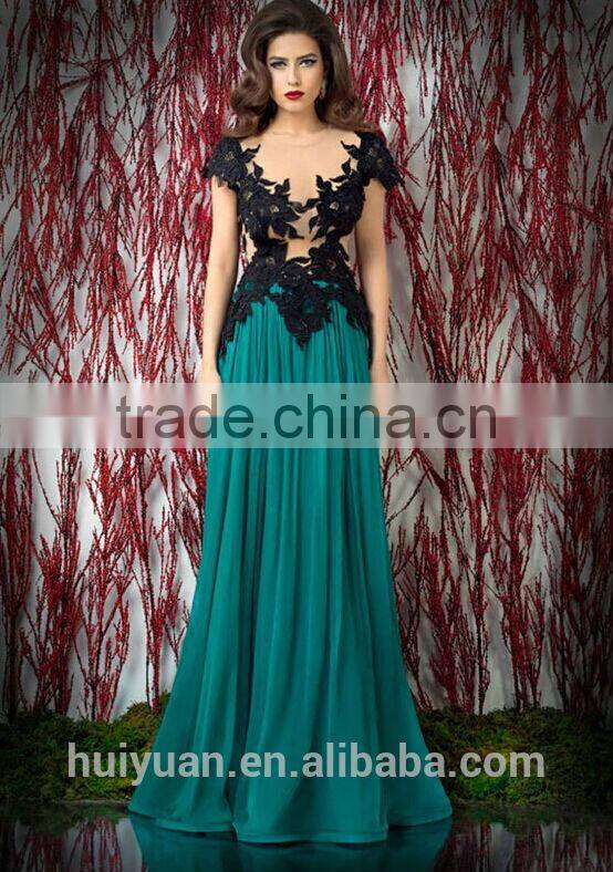 high quality chiffon flower high neck popular arab style dress