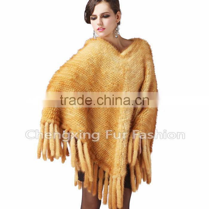 CX-B-M-10E Large Knit Mink Pullover Shawl