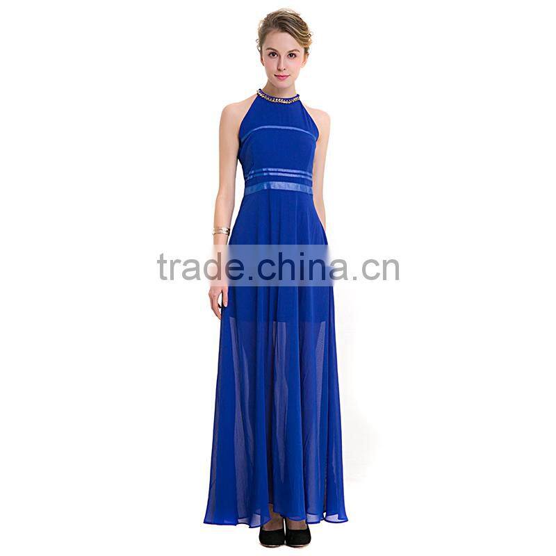 Maxnegio long dress maxi chiffon beaded round neck evening dress