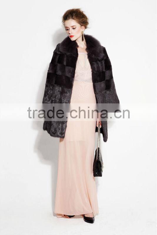 Red wine color rex rabbit fur pattern of natural fur coats