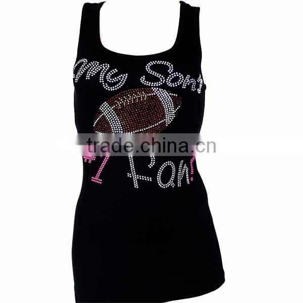 Customized Bling Crystal Trump 2016 Design Iron On Tank Top For Women Rhinestone Transfer