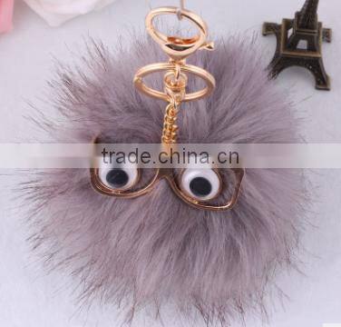 evil eye faux fur pom pom keychain bag charms fake fur glasses bag charms car hangers imitation fur ball keychain gifts