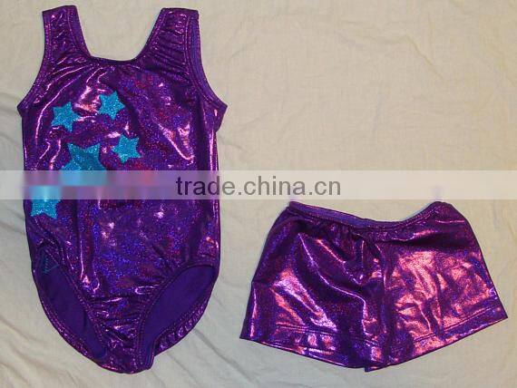Gymnastics leotard and shorts girls black mystique turquoise twinkle stars