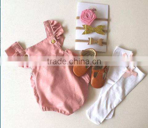 Boutique Style Newborn Baby Clothes Infant Plain Blue Bodysuit Baby Cotton Frocks Designs Toddler Romper