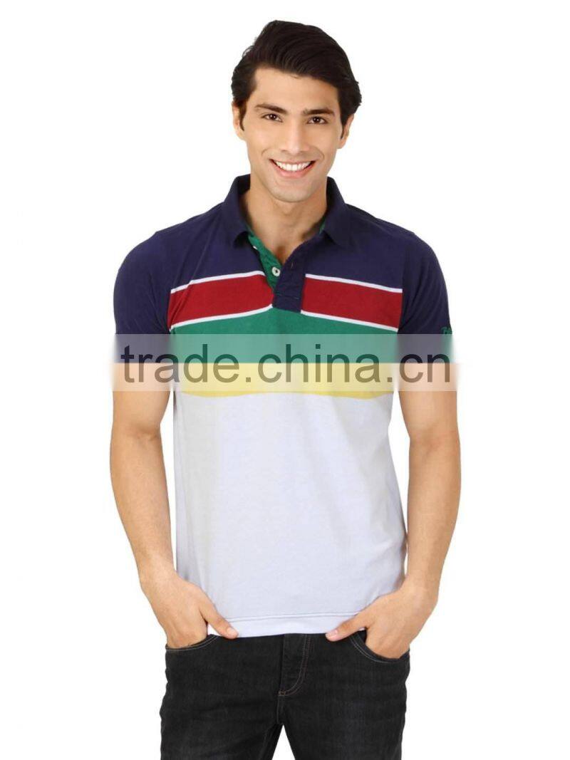 colorful striped print polo shirt with raglan short sleeve