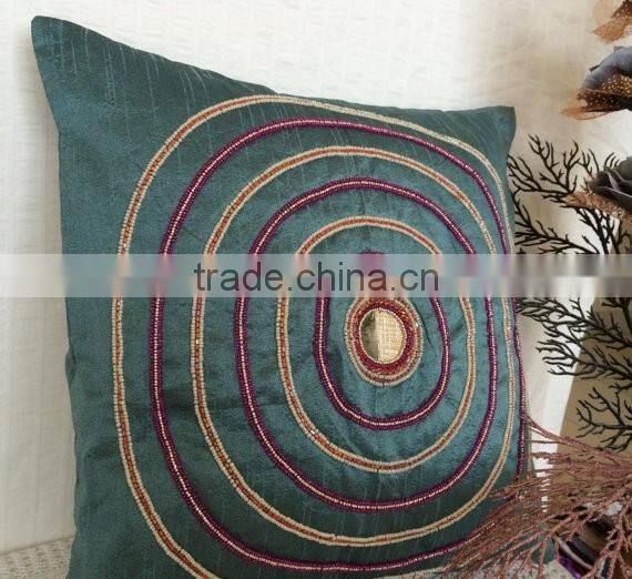 Grey beaded pillow, grey decorative pillow, grey magenta pillow, grey cushion, floor pillow, grey throw pillow sofa toss