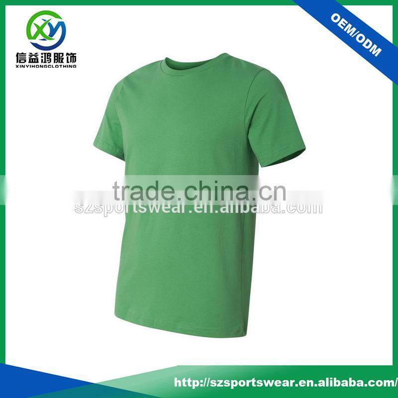 Green color cotton/spandex blend fabric mens t shirts