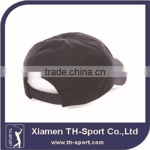 White letters black golf cap hat