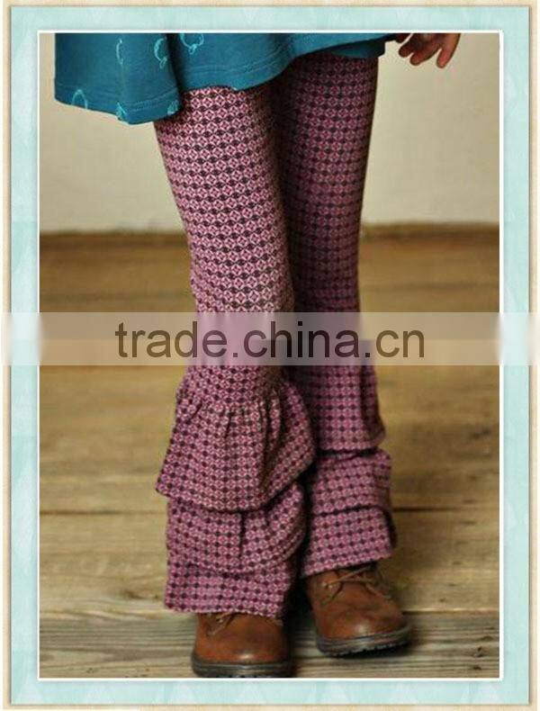 Yi wu wholesale Children Girls 3 Layers Bottom Long compression pants Copper pattern Wine Red