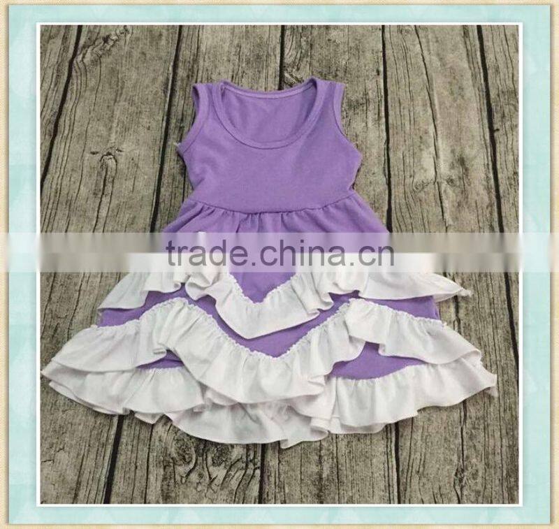 2017wholesale boutique baby clothes girls summer purple dress