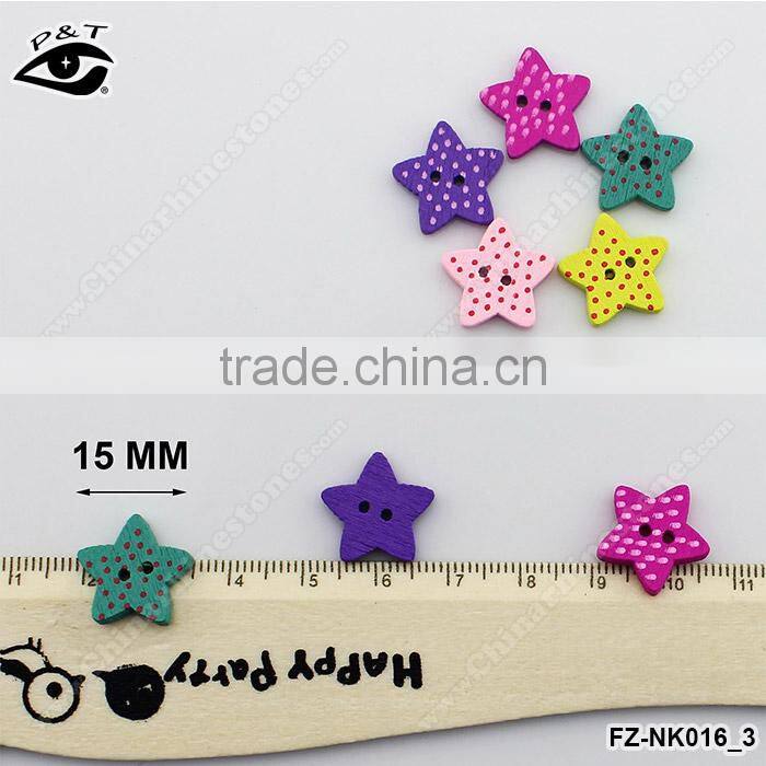 15MM Star Shaped Wood Buttons Colorful Buttons For Decoration DIY Craft Accessories