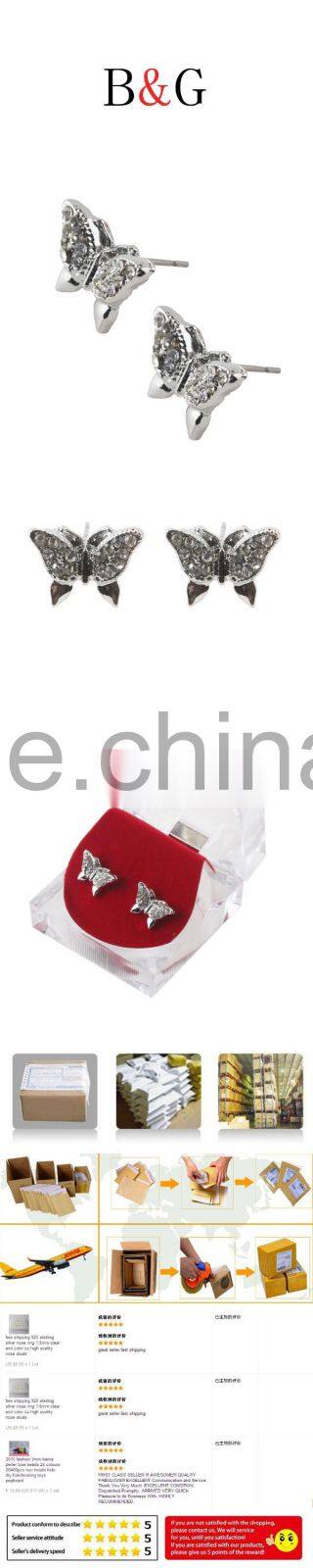 Customized Newest Design 4 Gram Butterfly Shape Hiphop Earrings For Girls With Cheap Earrings Made In China
