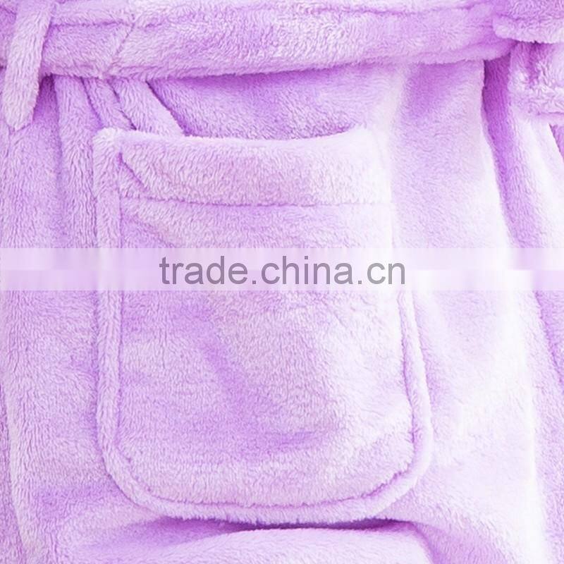 Flannel velvet fleece dressing gown womens