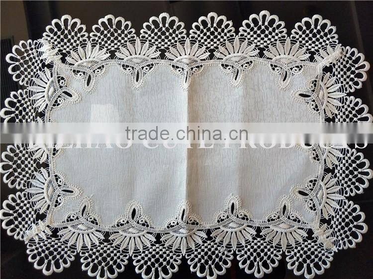 White Lace Round Rectangular Placemats and Coaster
