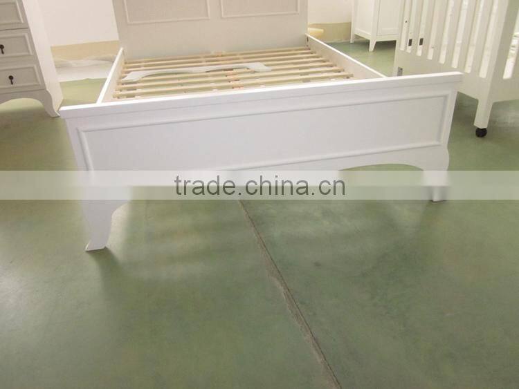 Best selling high quality white color solid wood double bed chinese beds