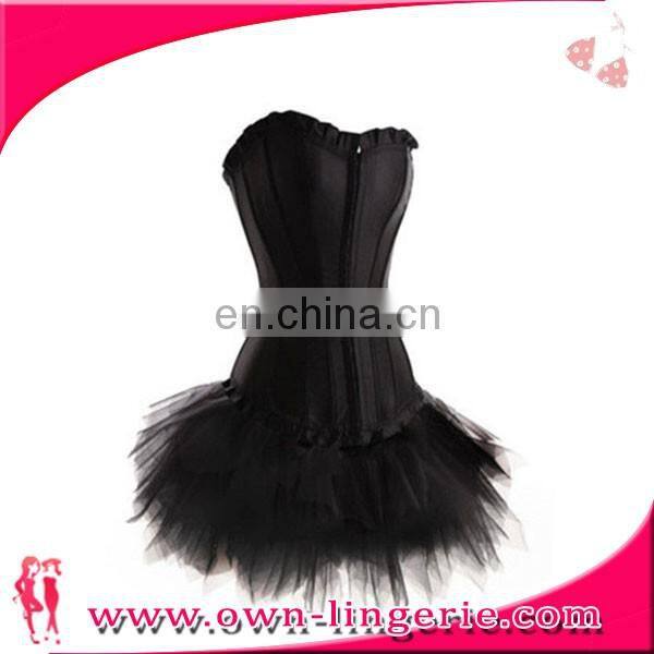 Women's Plus Size Lace Up Corset Lingerie with skirt