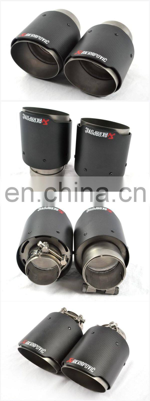 High Quality Custom Akrapovic Carbon Fiber exhaust tail pipe car muffler tips with ss304 clamp